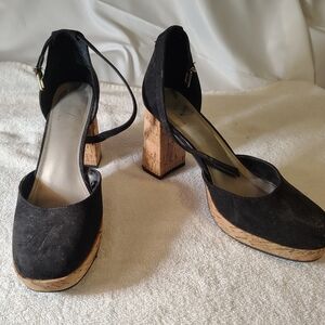 Worthington Black Heels with Cork Accents